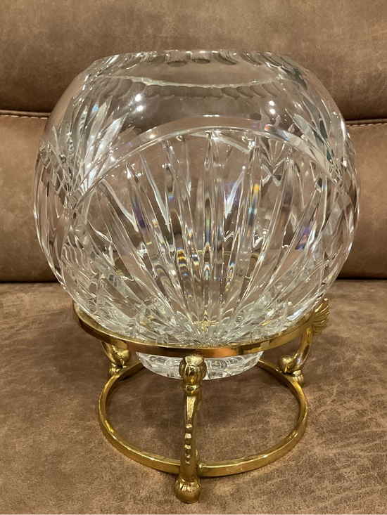 Other - Crystal Globe Bowl with Brass Winged Stand